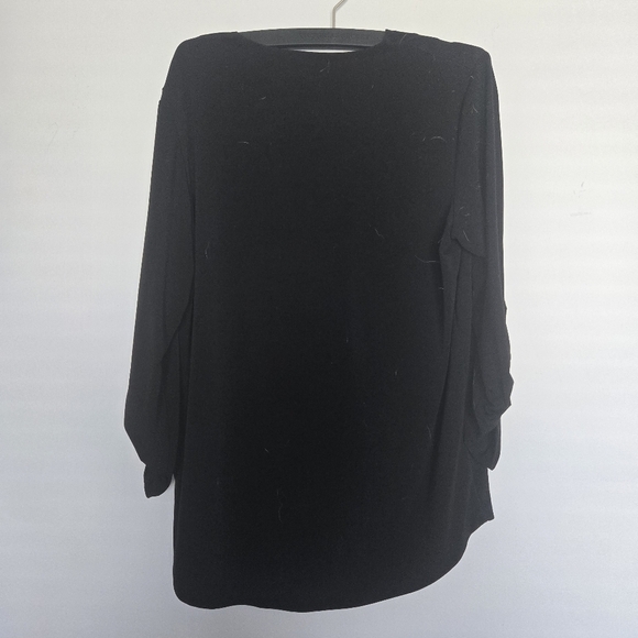 Women's Black V-neck Blouse with Button Detail - Picture 5 of 5